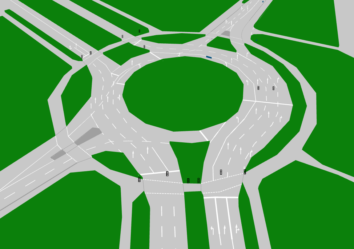 Example Lanelet2 map with lanelets, areas, and regulatory elements